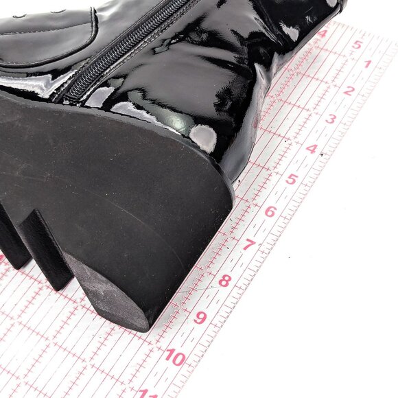 Jeffrey Campbell Wmn Gristle Stempunk Gothic Patent Leather Platform boots 8.5 - Picture 6 of 7